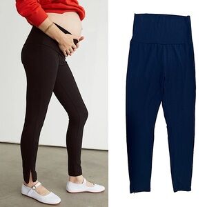 STORQ Maternity Pregnancy Pima Cotton Modal Zip Leggings Navy Blue Sz 3 (Medium)